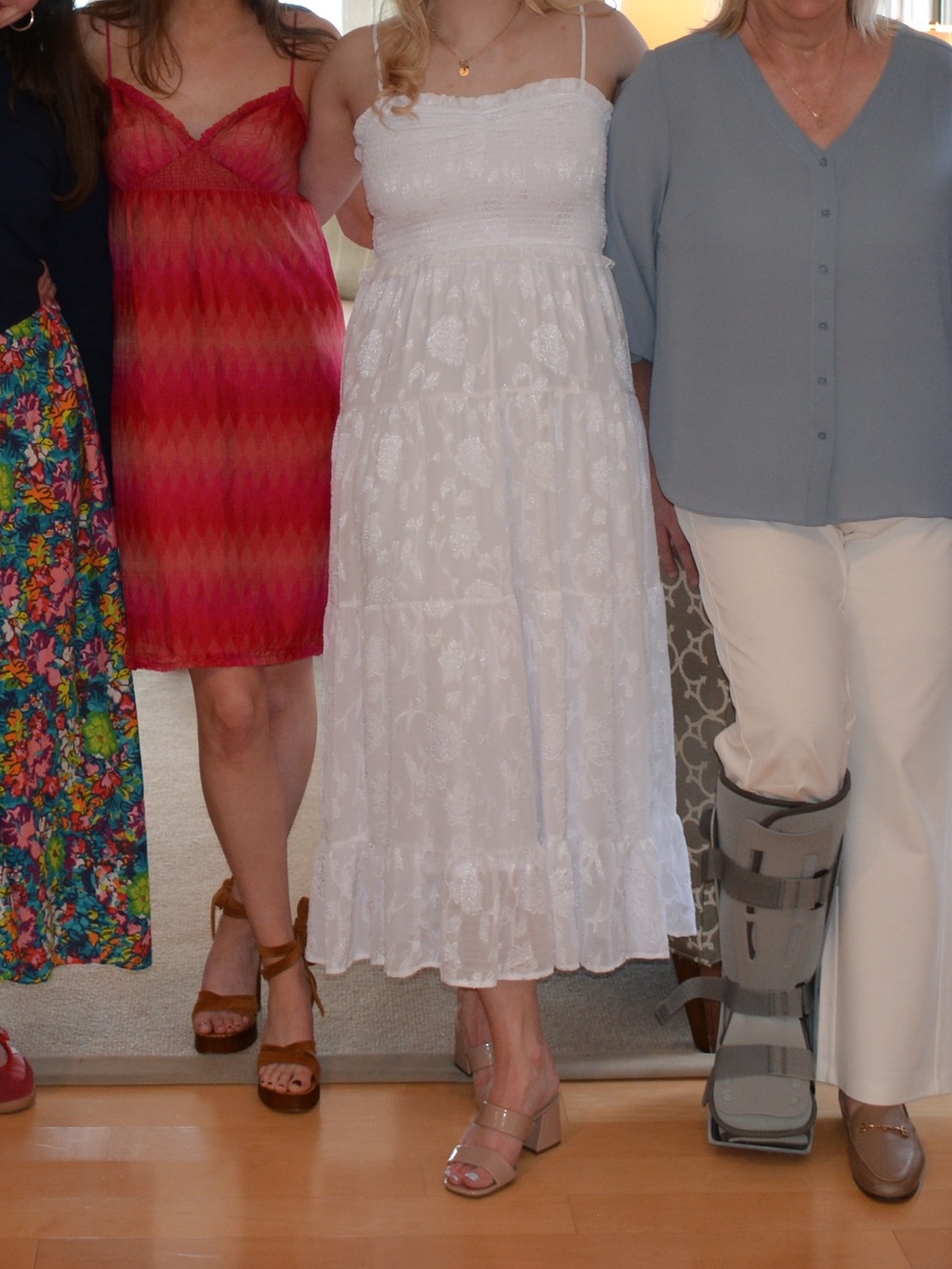 Women’s White Midi Sundress - Elegant Smocked Bodice